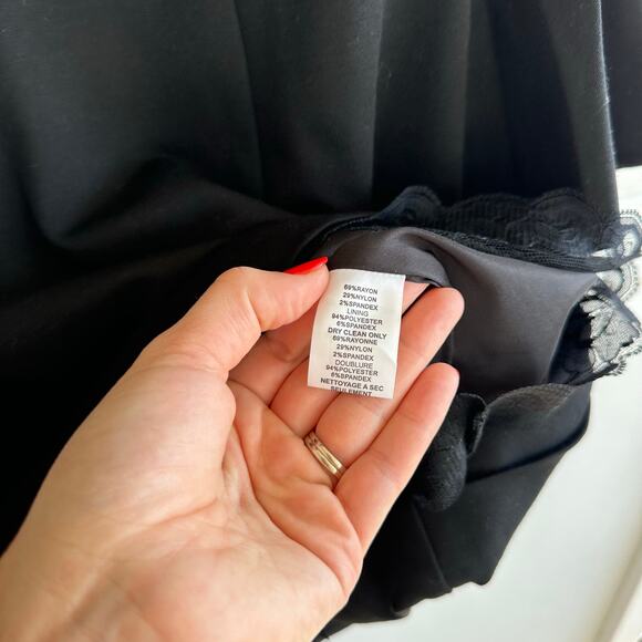 Trina Turk Bell Sleeve Crew Neck Mini Dress Black 8 - Picture 7 of 9